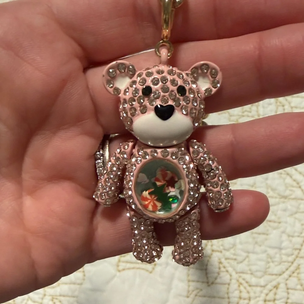 BETSEY JOHNSON Pink Crystal Bear Pendant Necklace - Picture 1 of 3